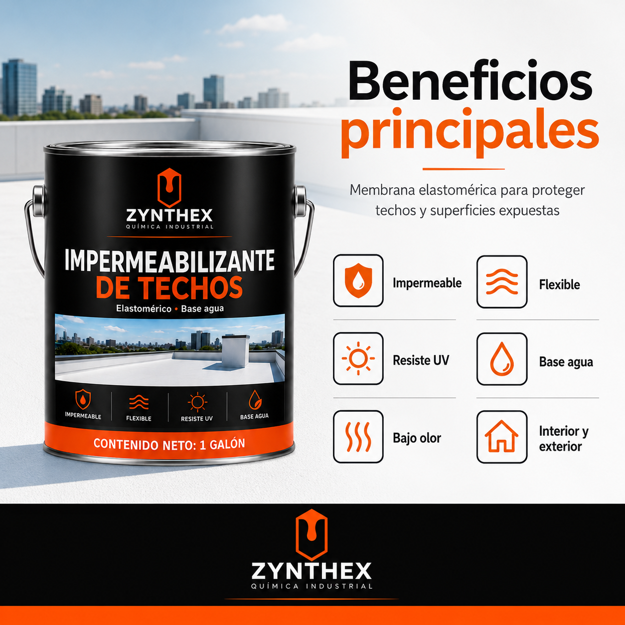 Impermeabilizante de Techos Elastomérico Base Agua — Zynthex