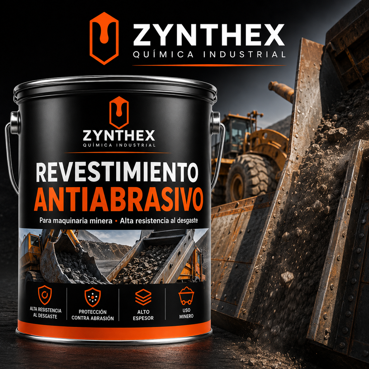 Revestimiento antiabrasivo Zynthex para maquinaria minera