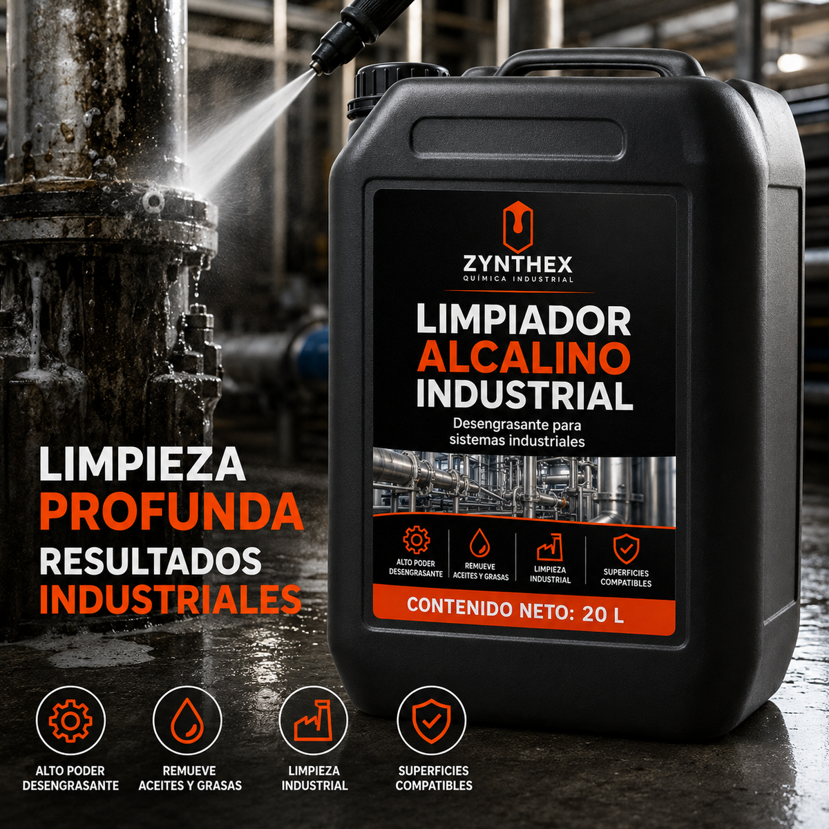 Limpiador alcalino industrial Zynthex, bidón 20 L