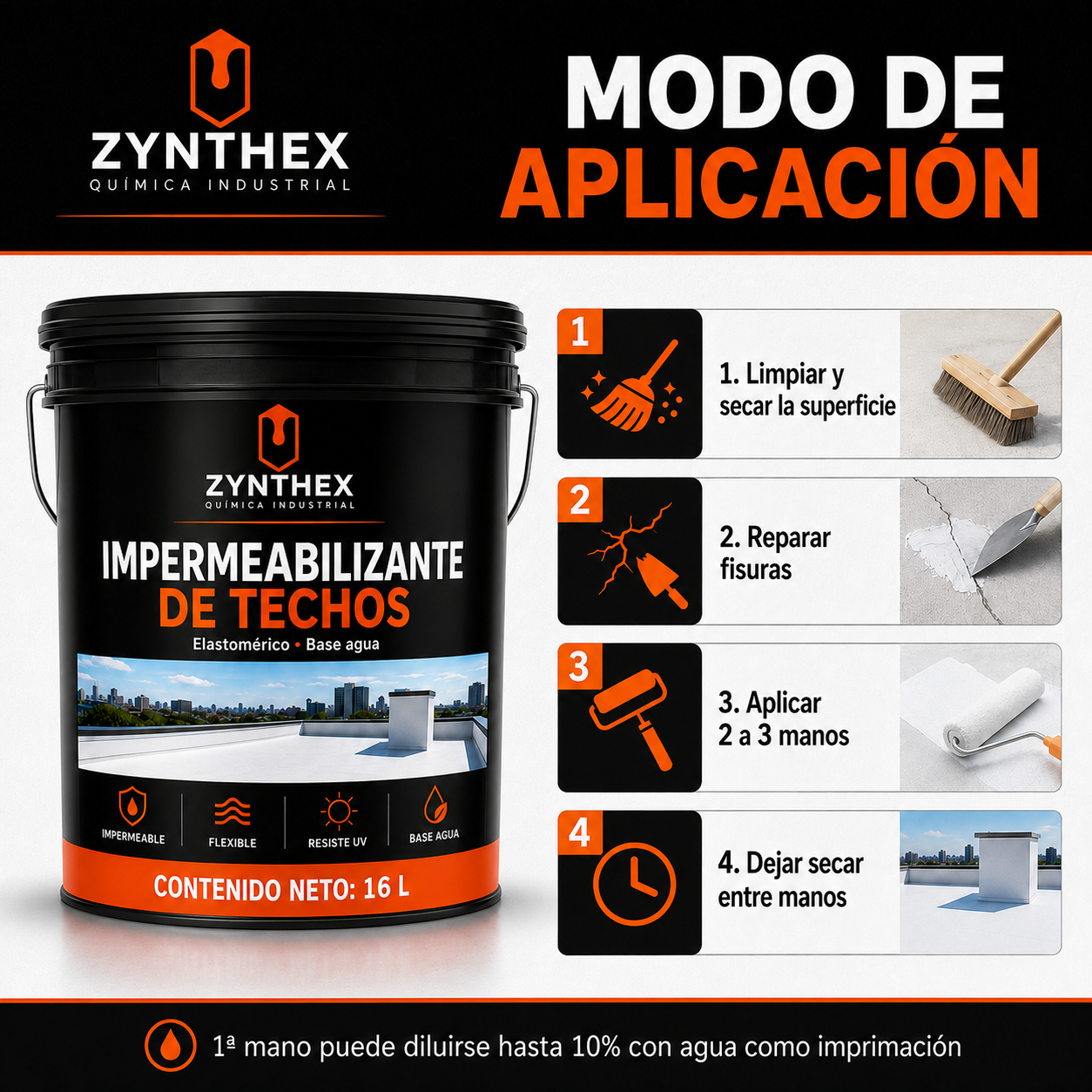 Impermeabilizante de Techos Elastomérico Base Agua — Zynthex