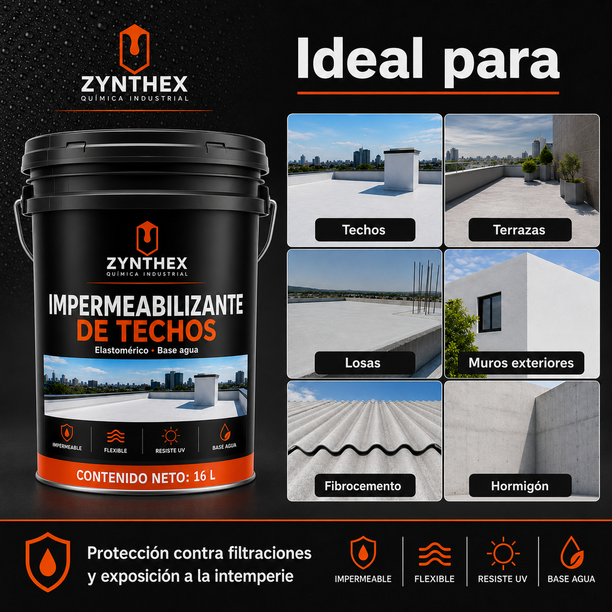 Impermeabilizante de Techos Elastomérico Base Agua — Zynthex