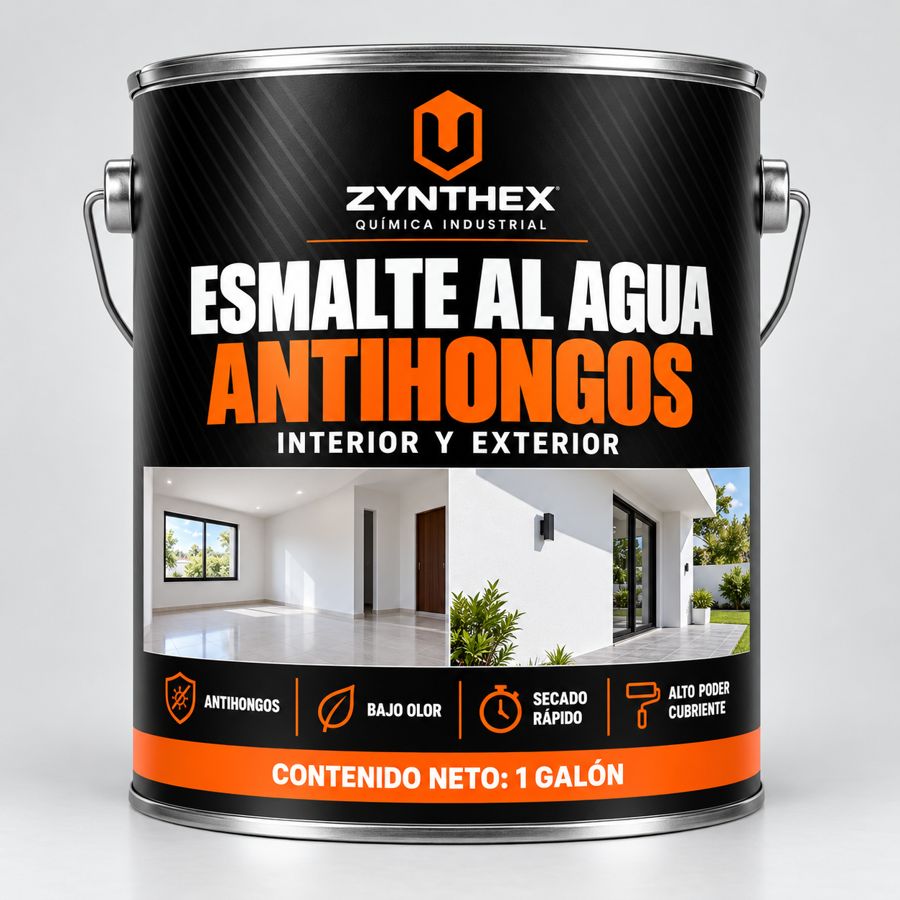 Esmalte al agua antihongos Zynthex blanco para baños y cocinas, galón 3,785 L