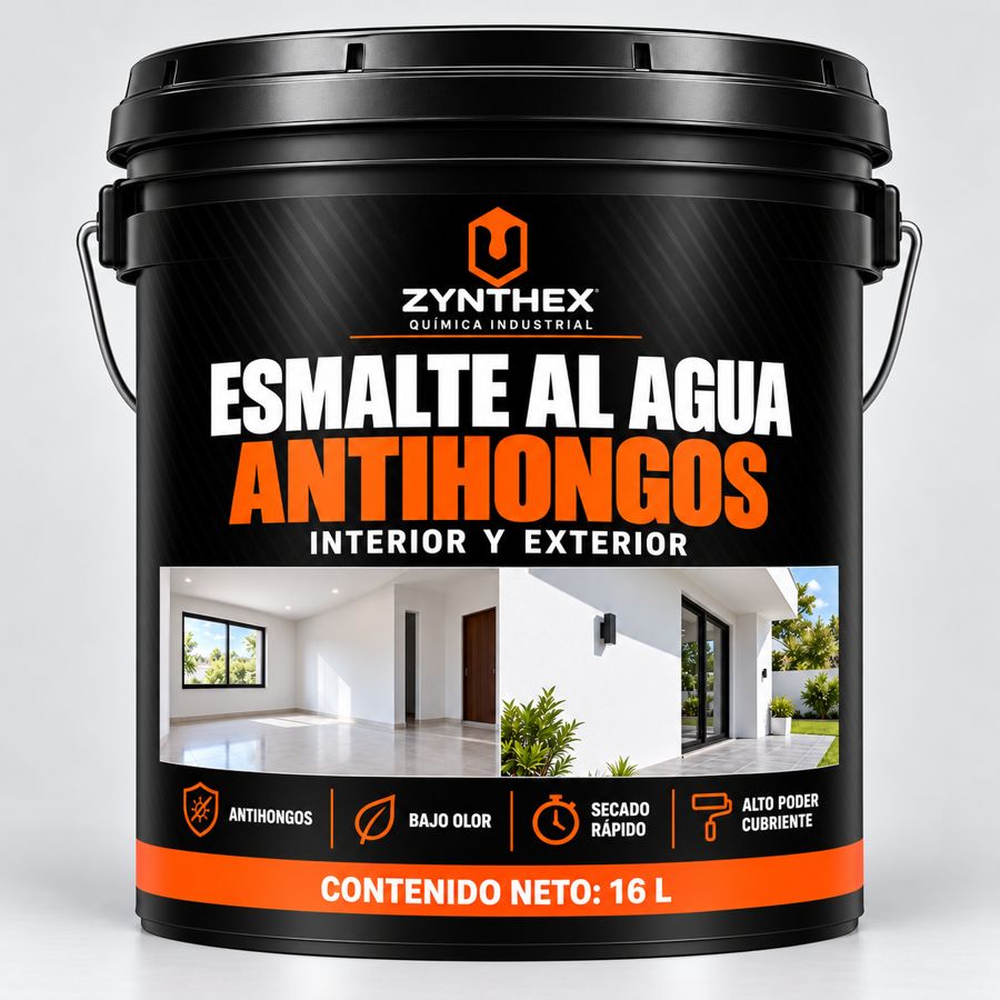 Esmalte al agua antihongos Zynthex blanco, tineta 16 L
