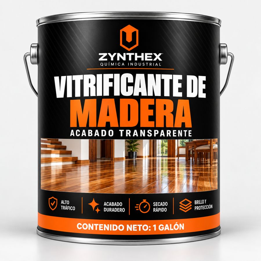 Vitrificante al agua para pisos de madera Zynthex, galón